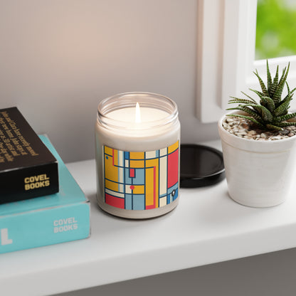 "De Stijl Grid: una composición de color minimalista" - La vela de soja con aroma a alienígena 9oz De Stijl