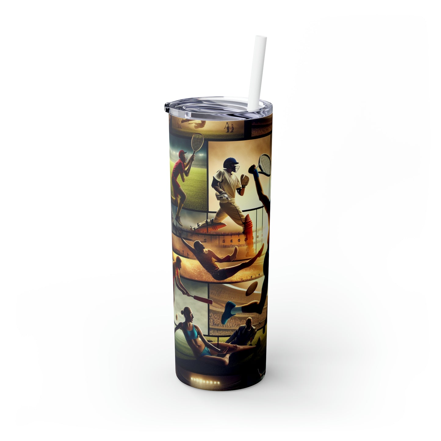 « Synthèse sportive : une œuvre d'art vidéo » - The Alien Maars® Skinny Tumbler with Straw 20oz Video Art Style