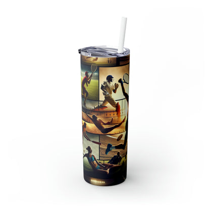 "Sports Synthesis: A Video Art Piece" - The Alien Maars® Skinny Tumbler with Straw 20oz Video Art Style