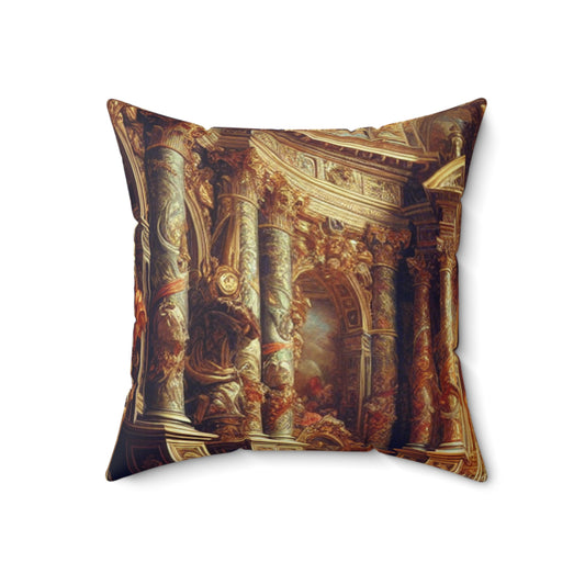 "Masquerade Majesty: A Regal Baroque Ballroom"- The Alien Spun Polyester Square Pillow Baroque