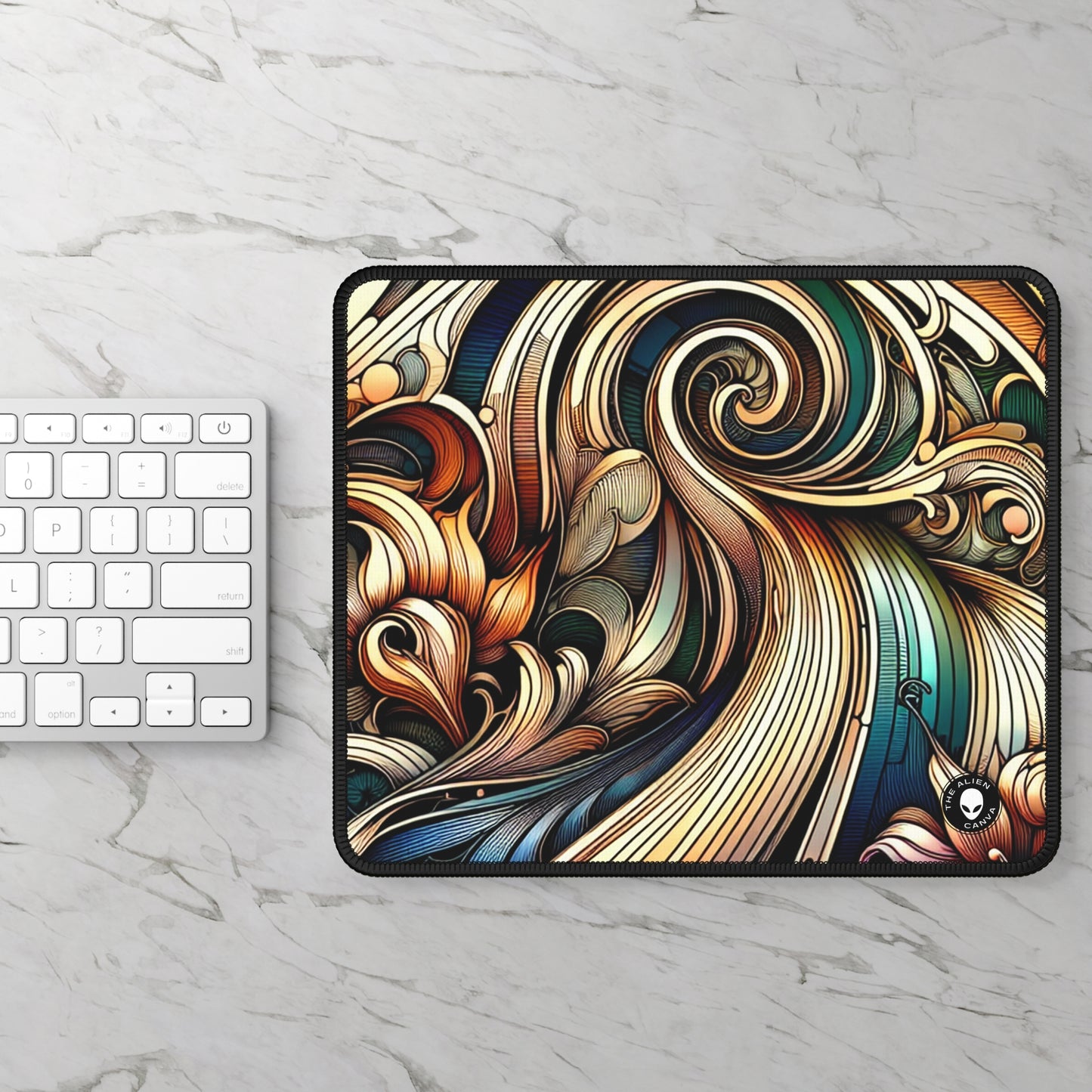 "Elegancia floral: Póster del jardín botánico Art Nouveau" - The Alien Gaming Mouse Pad Art Nouveau