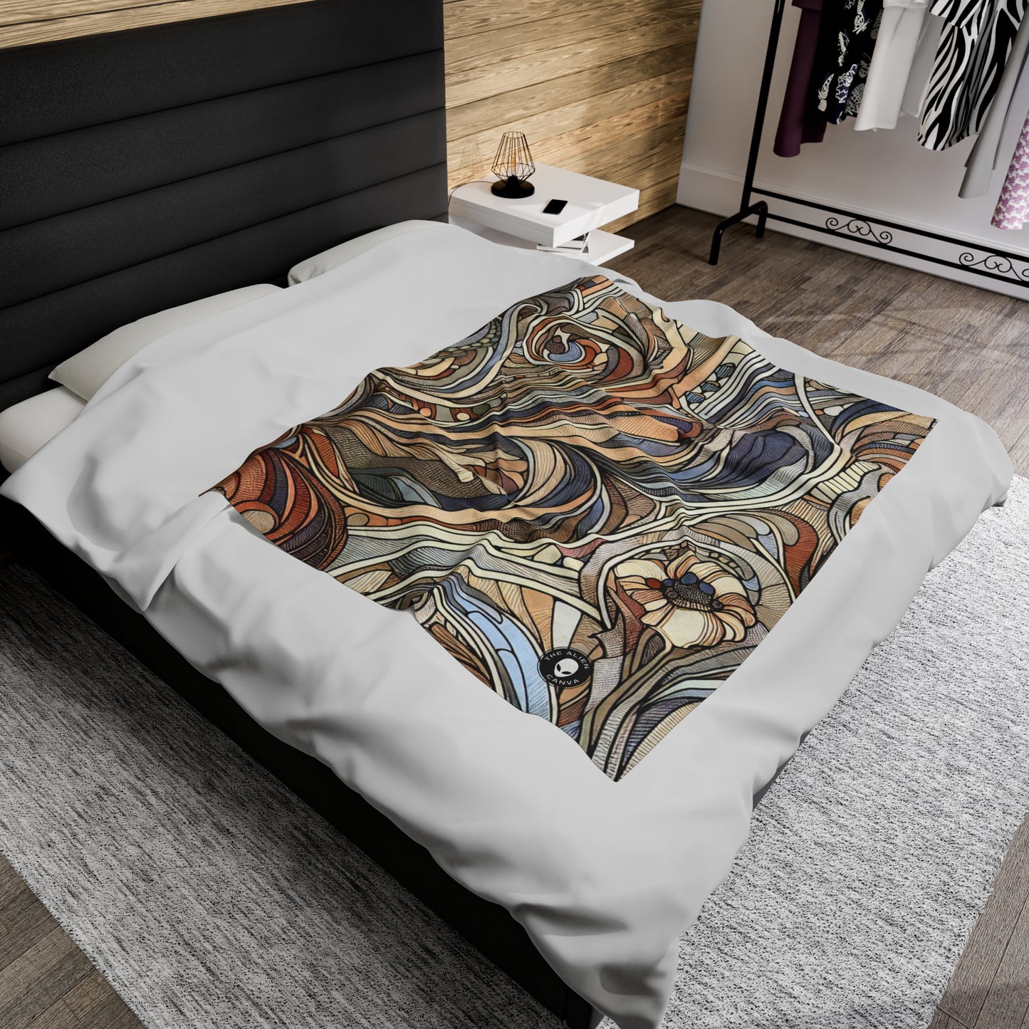 "Nature's Muse: Art Nouveau Woman" - The Alien Velveteen Plush Blanket Art Nouveau