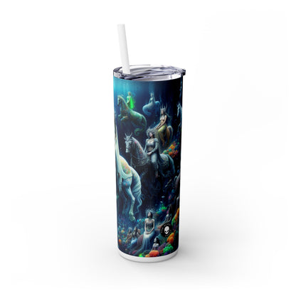 "Enchanted Underwater Realm: Mermaids and Seahorses" - The Alien Maars® Skinny Tumbler with Straw 20oz