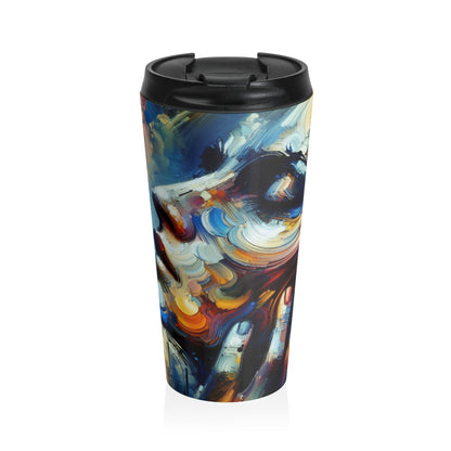 "City Lights: A Neo-Expressionist Ode to Urban Chaos" - The Alien Stainless Steel Travel Mug Neo-Expressionism
