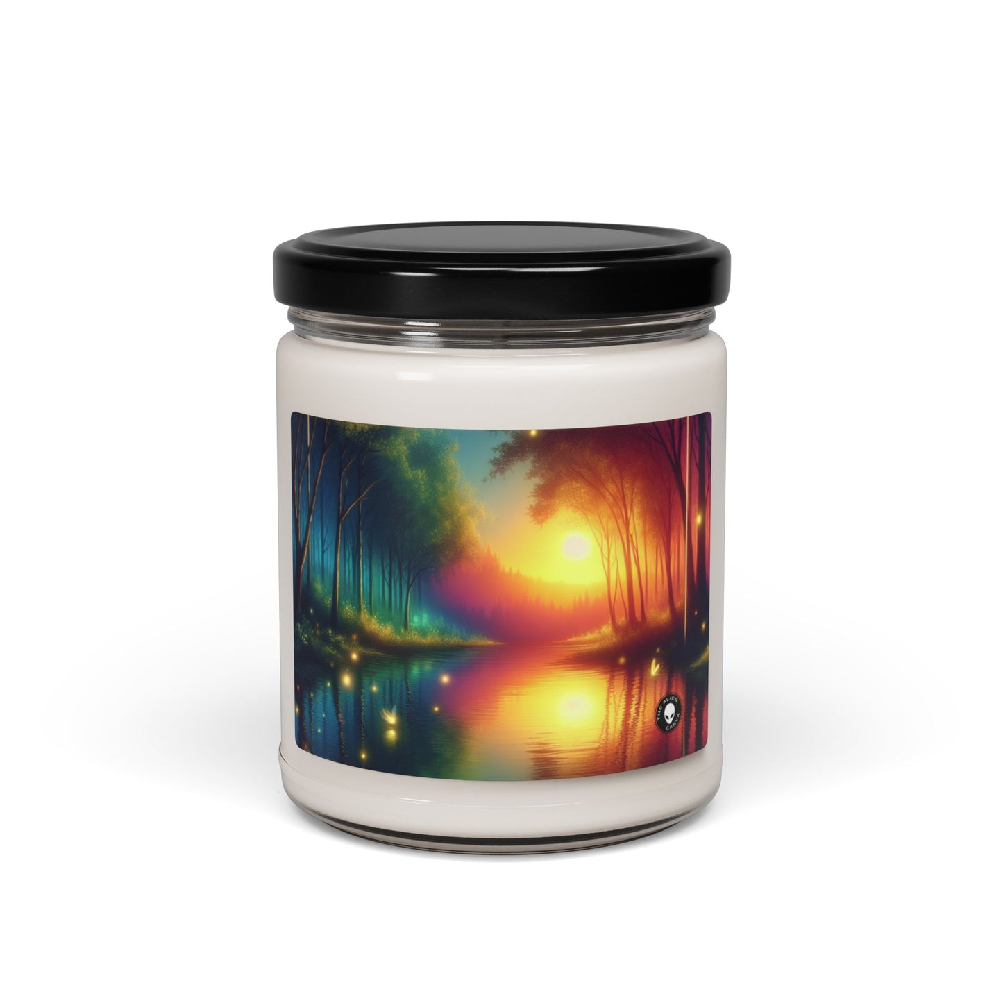 « Enchantement du crépuscule : une scène de forêt magique » - Bougie parfumée au soja Alien 9oz