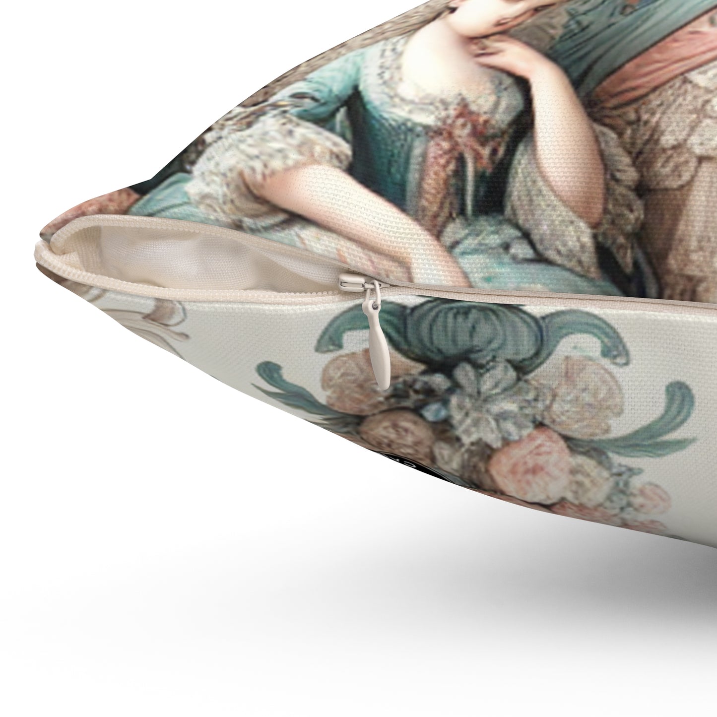 "Enchantment in Pastel Gardens: Rococo Fairy Princess"- The Alien Spun Polyester Square Pillow Rococo