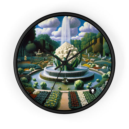 "The Vegetable Fountain: A Cauliflower Conglomerate" - The Alien Wall Clock Surrealism