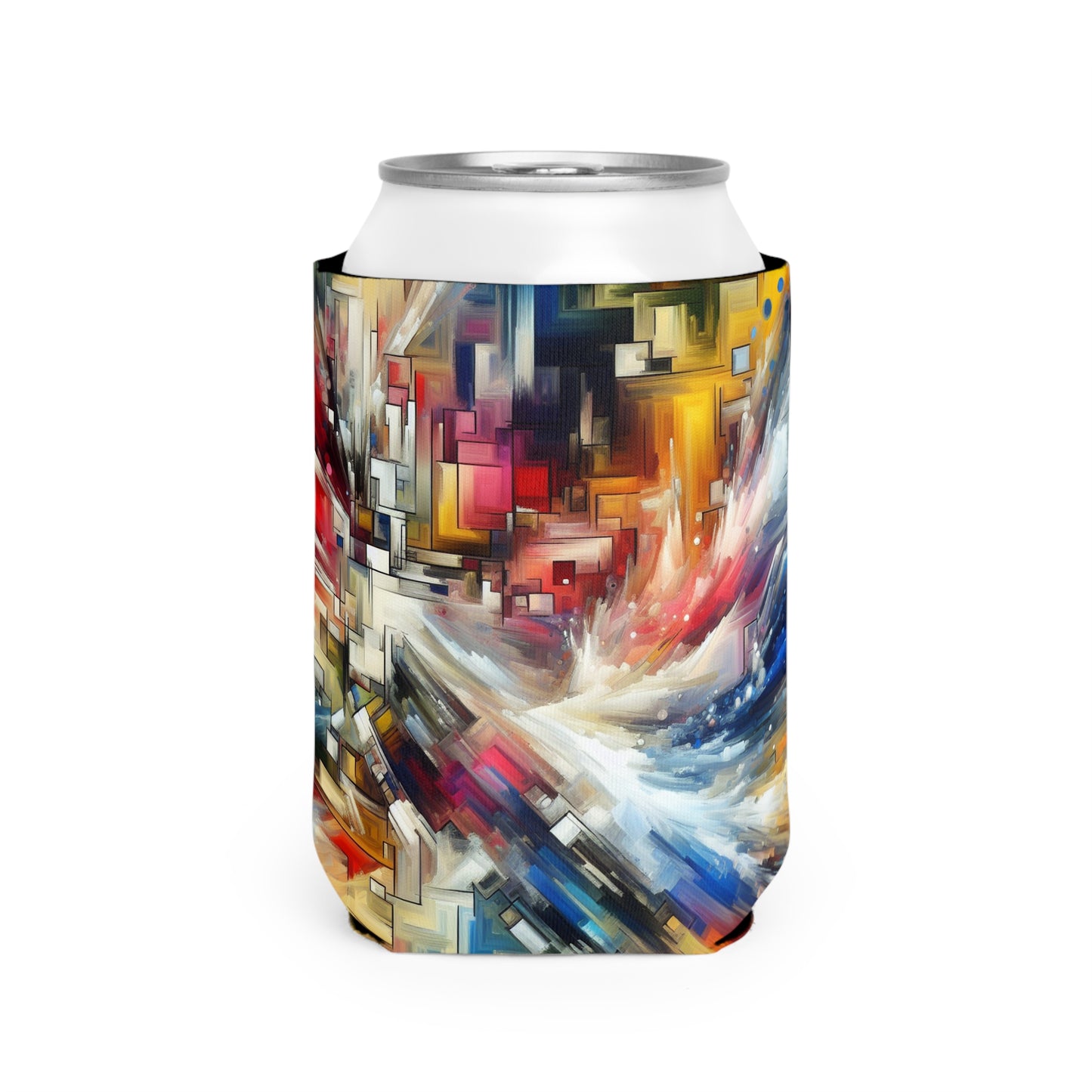 "Nature's Fury: An Abstract Expressionist Interpretation of a Raging Thunderstorm" - The Alien Can Cooler Sleeve Abstract Expressionism