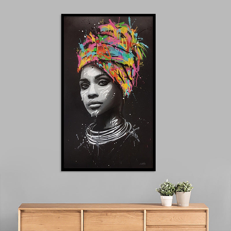 Peinture sur toile femme africaine turban