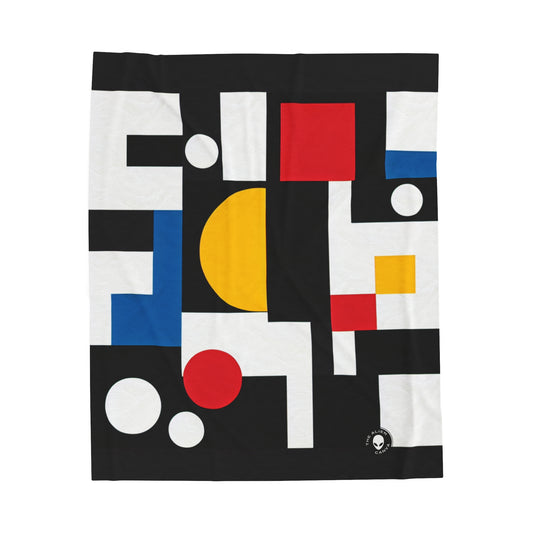 "Suprematic Harmony: Exploring Geometric Composition with Bold Colors" - The Alien Velveteen Plush Blanket Suprematism