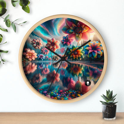 « Eaux enchantées : un pays de rêve floral » – L'horloge murale Alien