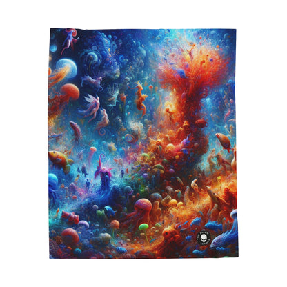 "Glowing Coral Dance Party" - The Alien Velveteen Plush Blanket