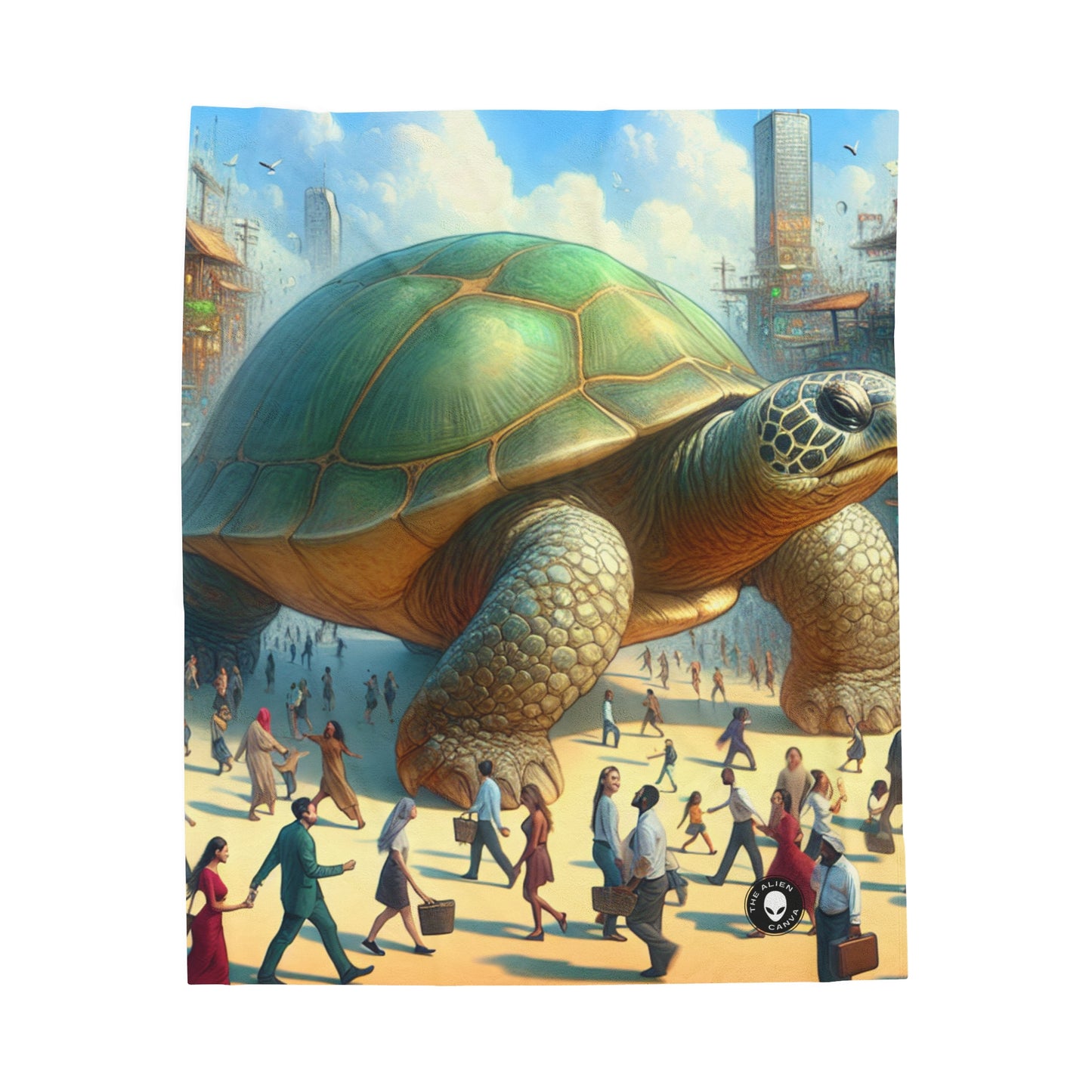 "La tortue merveilleuse dans la ville" - La couverture en peluche Alien Velveteen