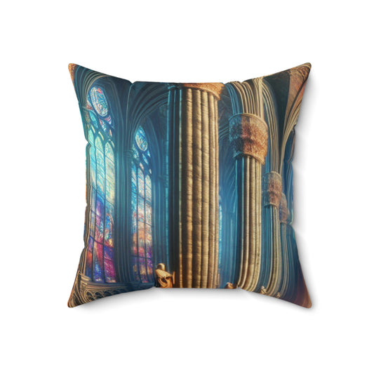 Shadows of the Gothic Cathedral- The Alien Spun Polyester Square Pillow Gothic Art