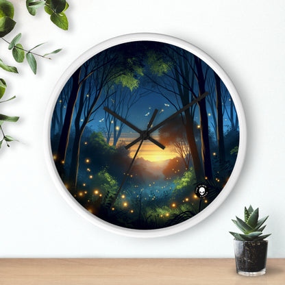 "Atardecer encantado: Luciérnagas en el bosque" - El reloj de pared alienígena