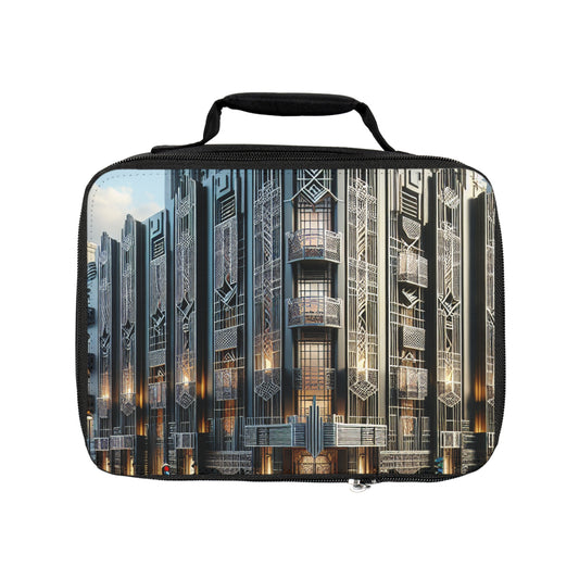 "Elegancia iluminadora: una calle de la ciudad Art Deco" - La bolsa de almuerzo Alien estilo Art Deco