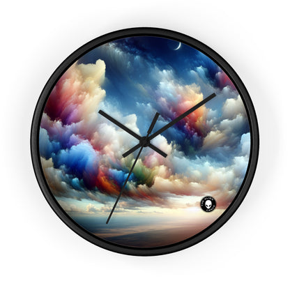 "Rainbow Cloudscape: A Surreal Watercolor Dream" - The Alien Wall Clock