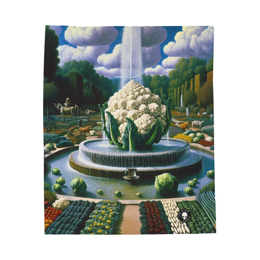 "The Vegetable Fountain: A Cauliflower Conglomerate" - The Alien Velveteen Plush Blanket Surrealism