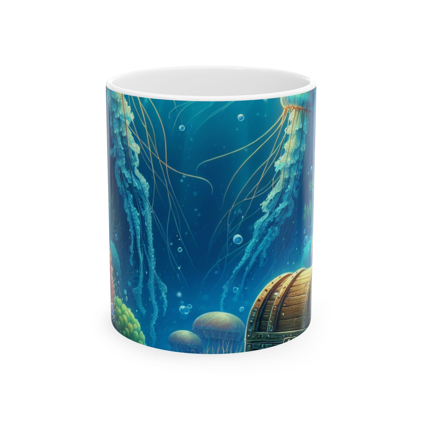 "Bajo las olas: un tesoro escondido" - Taza de cerámica alienígena de 11 oz