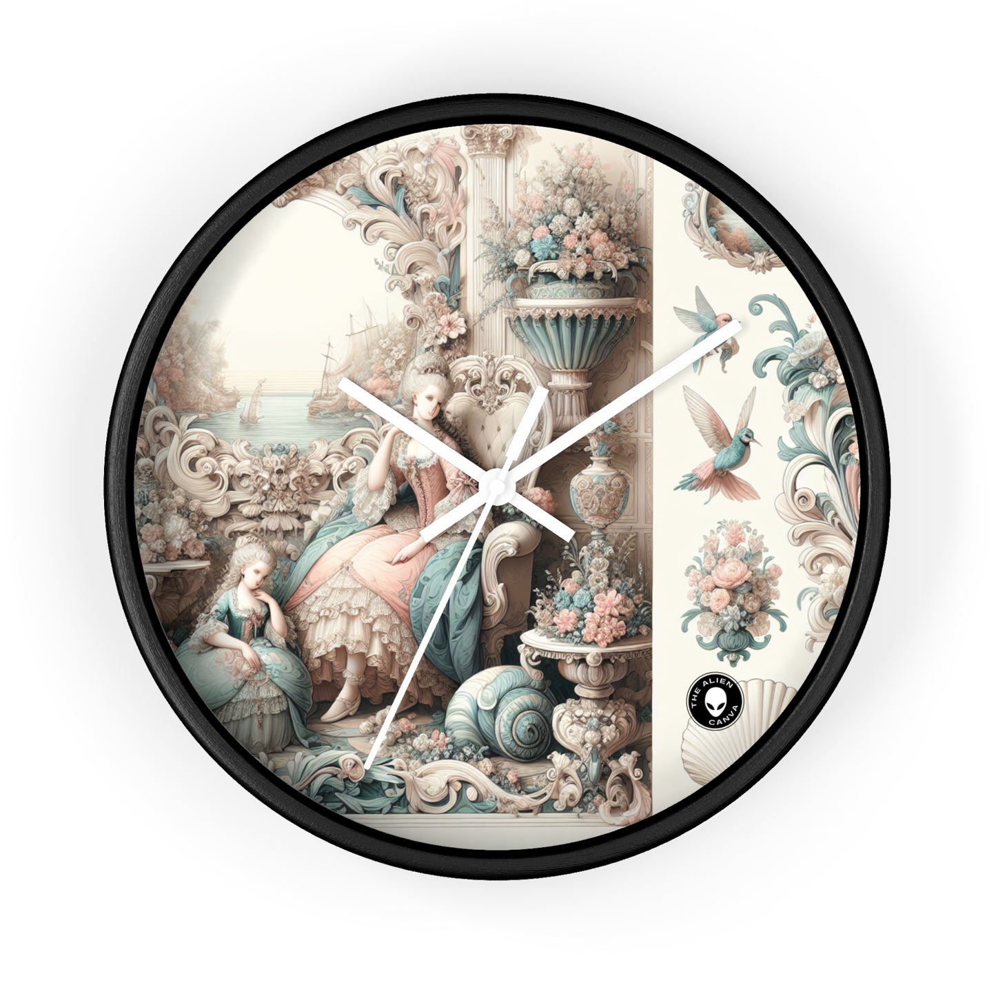 "Enchantement dans les jardins pastel : Rococo Fairy Princess" - L'horloge murale Alien Rococo