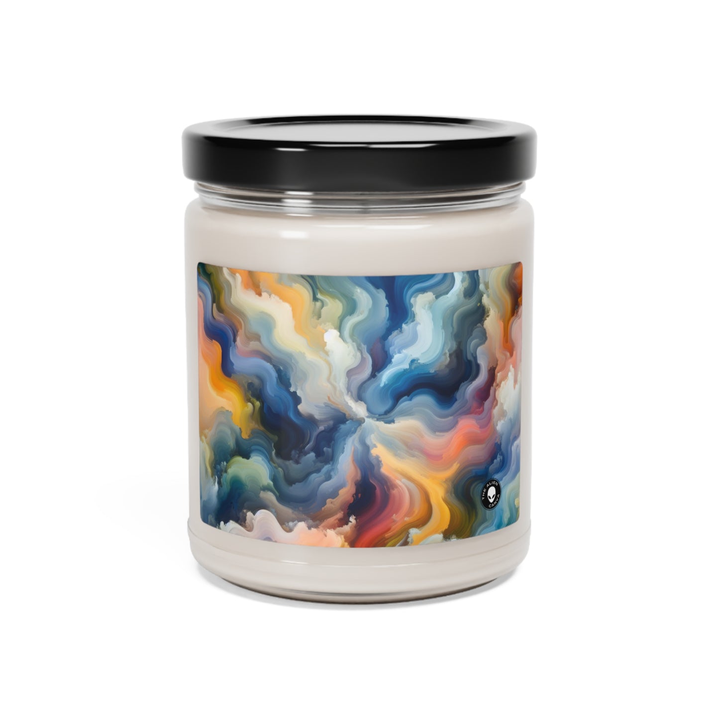 « Réflexions au coucher du soleil : une peinture de champ de couleur sereine » - La bougie de soja parfumée Alien 9oz Peinture de champ de couleur