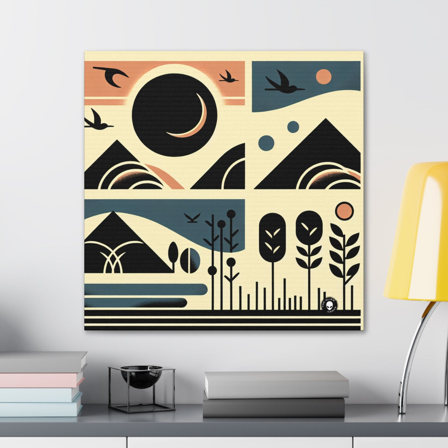 "Serenity in Geometry: Ocean Sunset" - The Alien Canva Minimalism