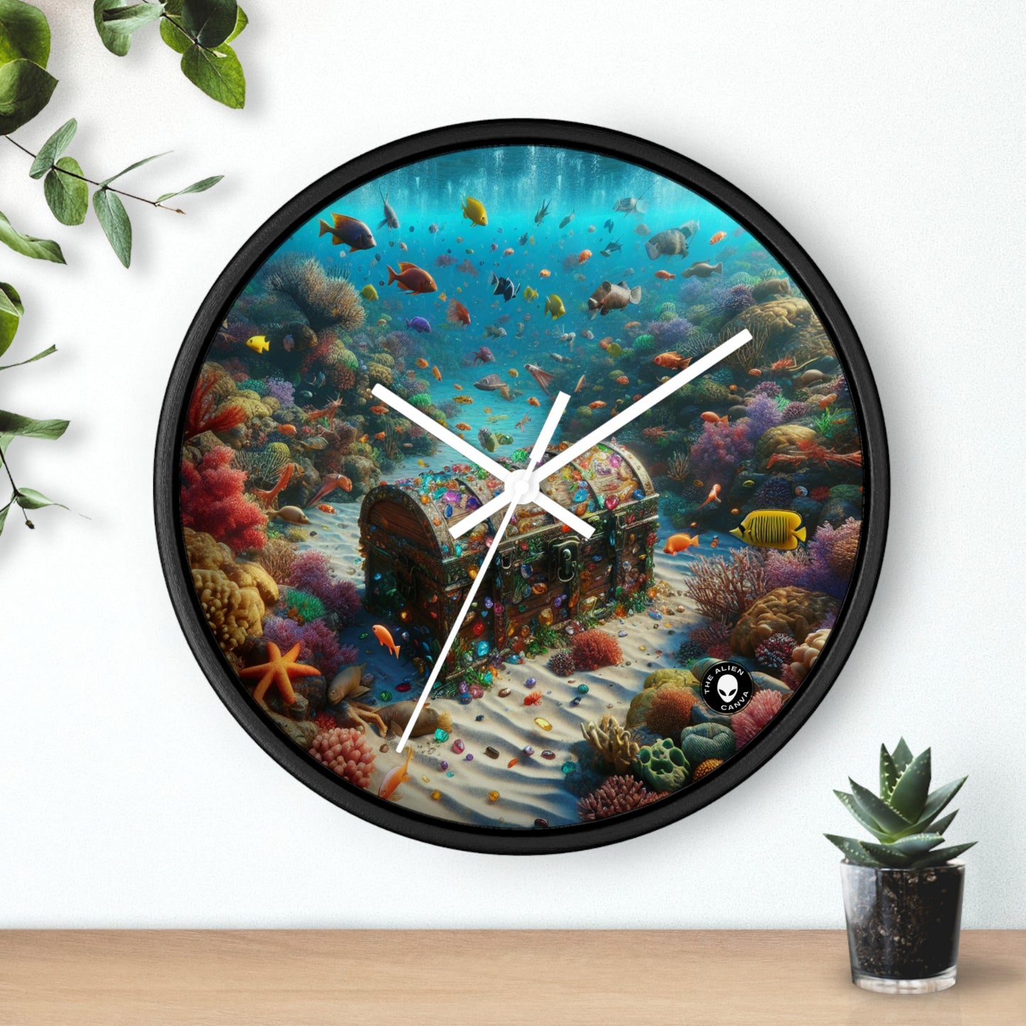 "Jeweled Depths: Discover the Hidden Treasure" - The Alien Wall Clock