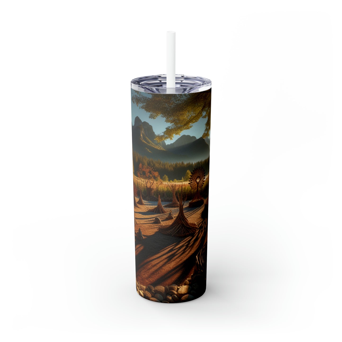 "Metamorphosis: A Captivating Land Art Celebration of Transformation and Rebirth" - The Alien Maars® Skinny Tumbler with Straw 20oz Land Art