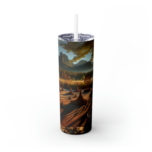 "Métamorphose : une célébration captivante du Land Art de transformation et de renaissance" - The Alien Maars® Skinny Tumbler avec paille 20oz Land Art