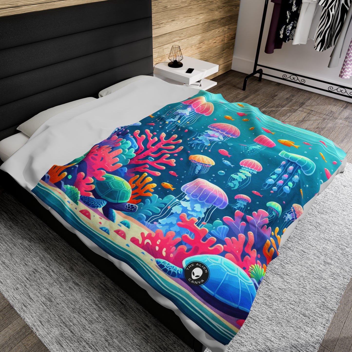 "Enchanting Underwater Symphony" - The Alien Velveteen Plush Blanket