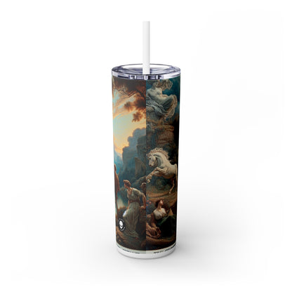 "Sunset Serenade: A Romantic Landscape" - The Alien Maars® Skinny Tumbler with Straw 20oz Romanticism