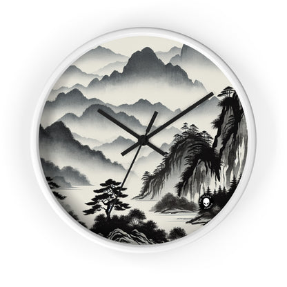 "Harmonious Ink: Capturing the Tranquility of a Zen Garden" - The Alien Wall Clock Ink Wash Painting