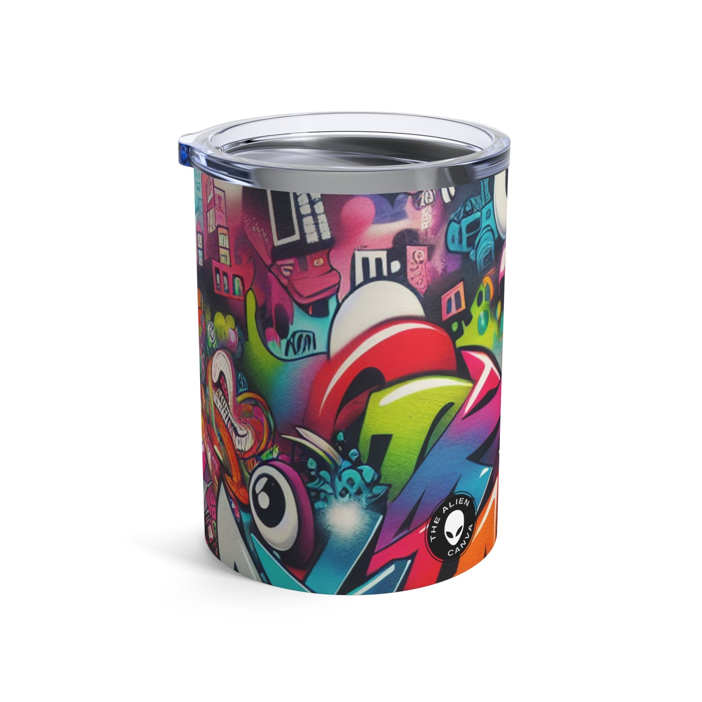 "Neon Horizon: The Vibrant Future Metrópolis" - The Alien Tumbler 10oz Arte callejero / Graffiti