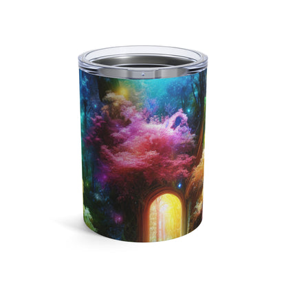 "Bosque arcoíris encantado: puerta de entrada al reino invisible" - Vaso extraterrestre de 10 oz