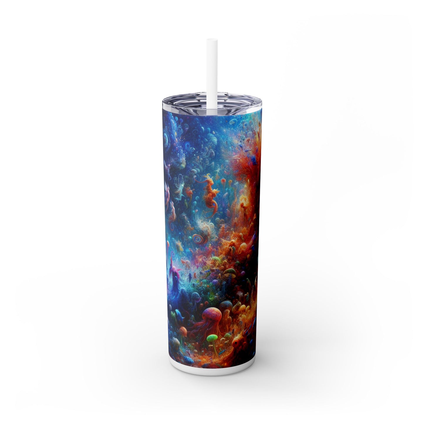 "Glowing Coral Dance Party" - The Alien Maars® Skinny Tumbler with Straw 20oz