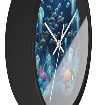 "Neon Dreams: The Underwater Wonderland" - The Alien Wall Clock