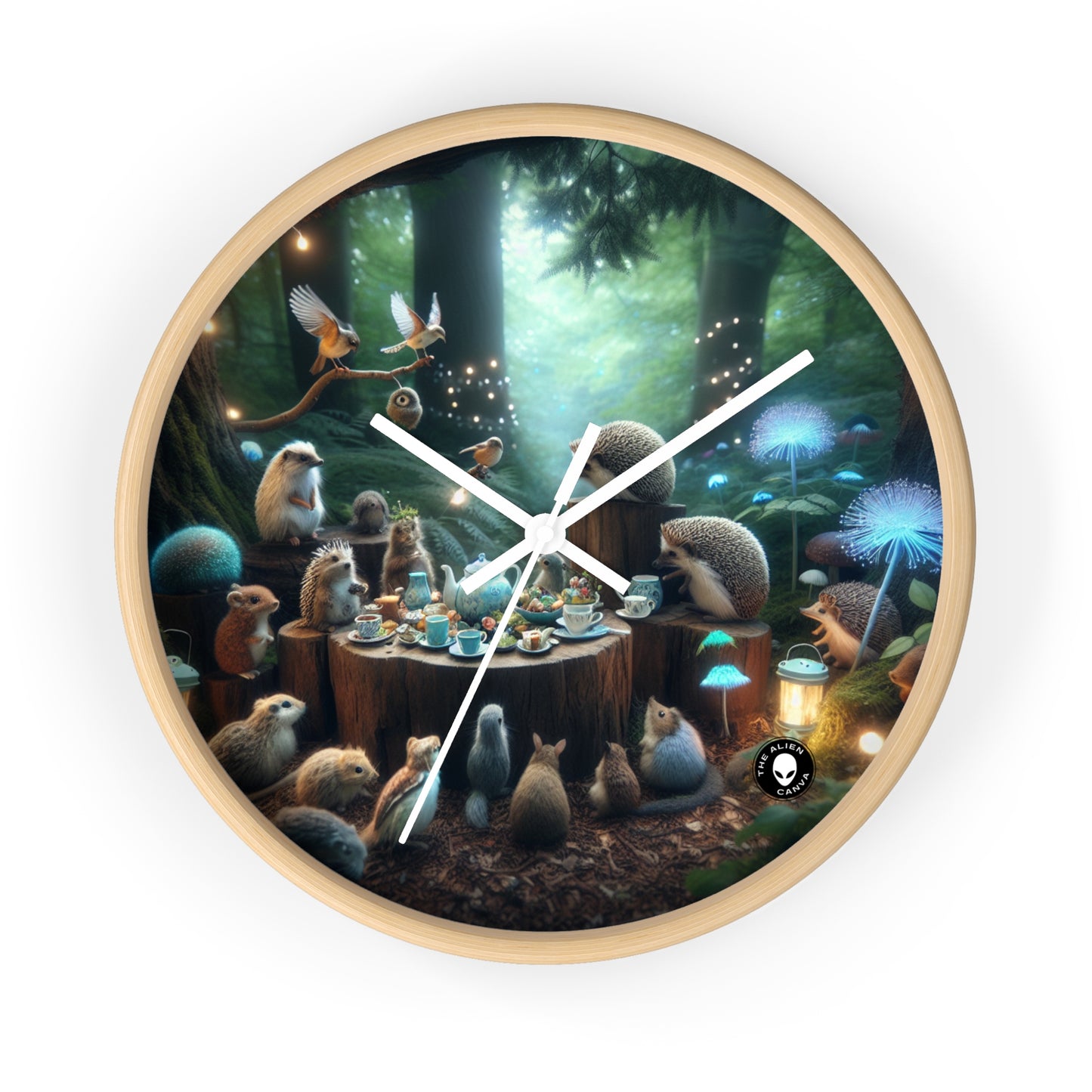 "Enchanted Tea Time: A Magical Forest Gathering" - The Alien Wall Clock