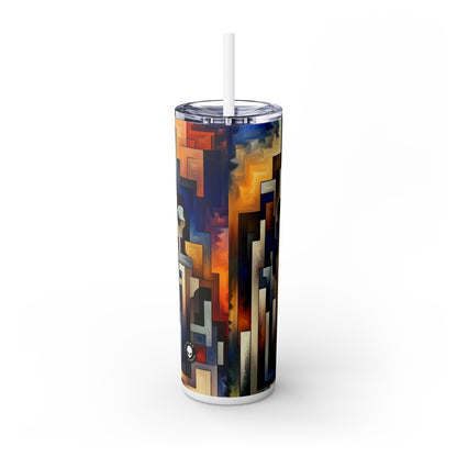 "Enigma Realms: A World of Surreal Beauty" - The Alien Maars® Skinny Tumbler with Straw 20oz Metaphysical Art