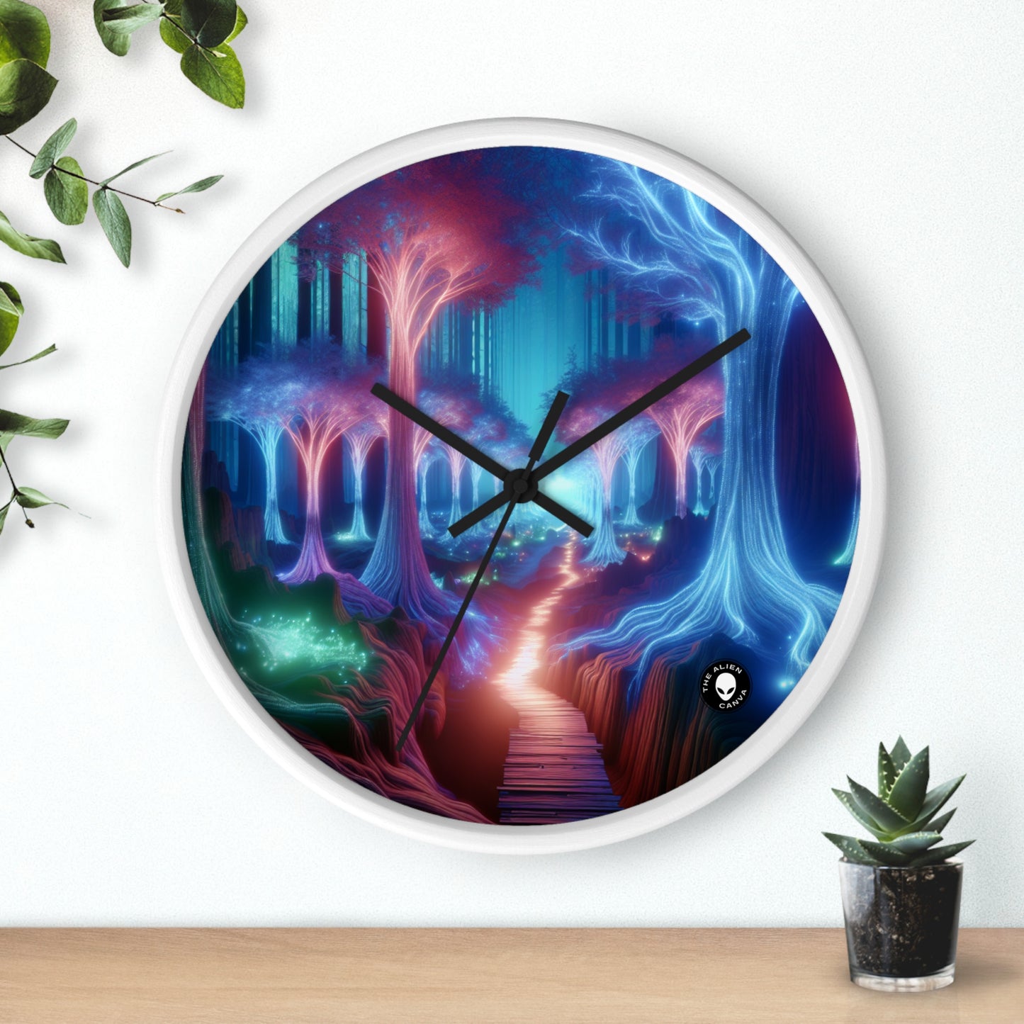 "Glowing Enchanted Forest: A Journey into the Unknown" - The Alien Wall Clock