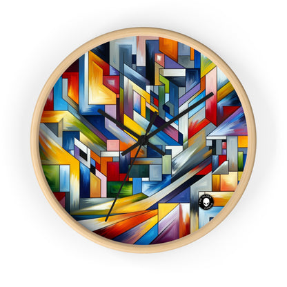 "City Pulse: A Vibrant Nighttime Geometric Journey" - The Alien Wall Clock Hard-edge Painting