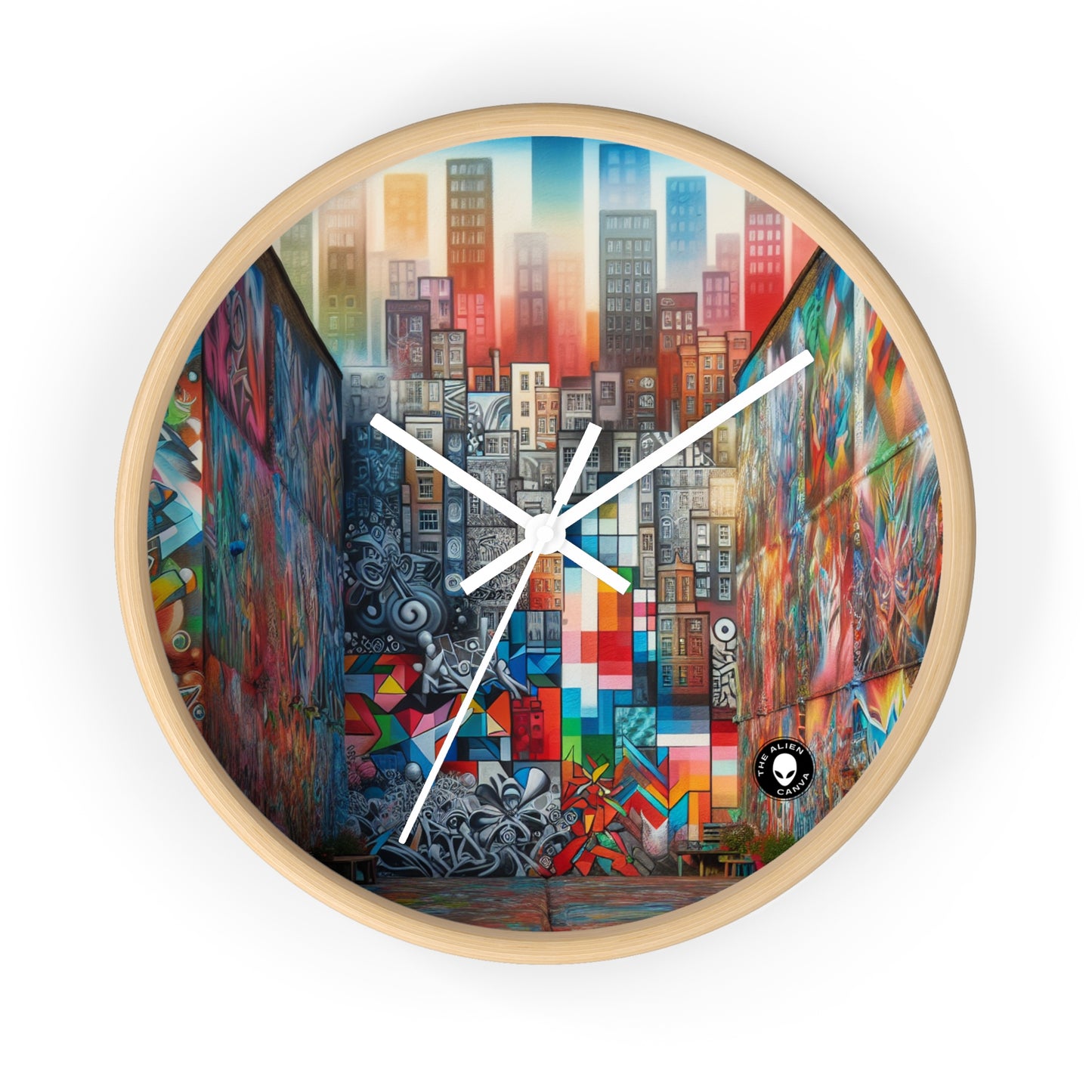 "Revolting Renaissance: A Vibrant Urban Uprising" - The Alien Wall Clock Street Art / Graffiti