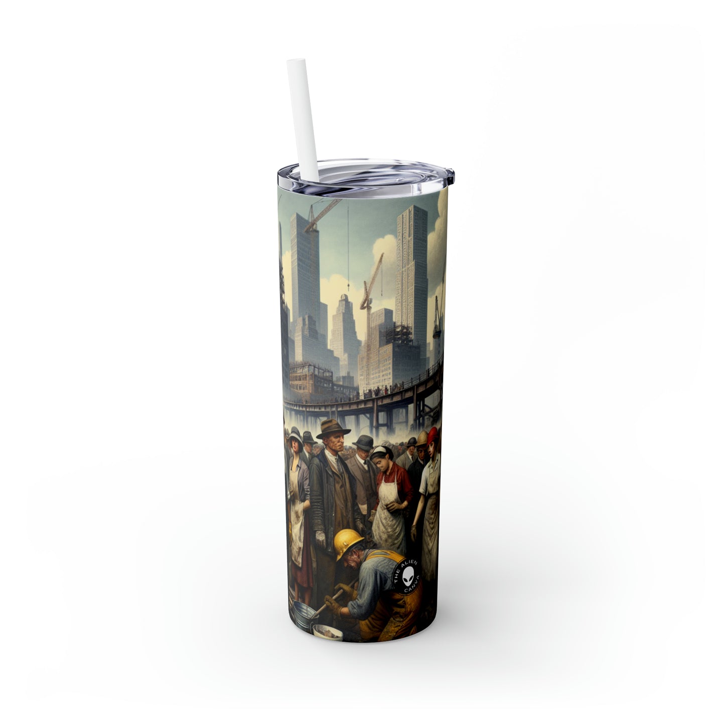 Titre : « L'unité en action : Célébrer le triomphe de la solidarité » - The Alien Maars® Skinny Tumbler with Straw 20oz Social Realism