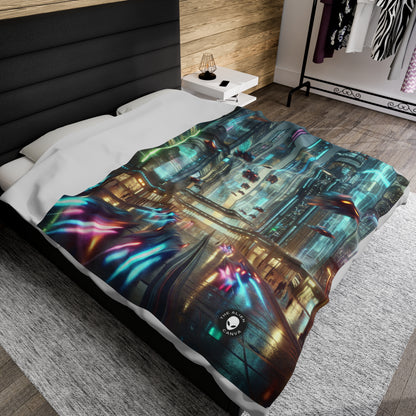 Neon Rain : Un paysage urbain futuriste - La couverture en peluche Alien Velveteen