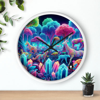 "Glowing Enchantment: Neon Forest" - The Alien Wall Clock