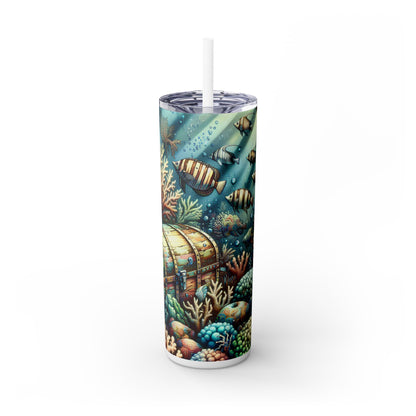 "El país de las maravillas submarinas": vaso estrecho Alien Maars® con pajita de 20 oz