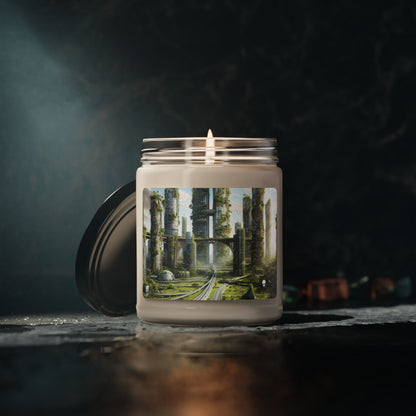 "Nature's Reclamation: A Futuristic Cityscape" - The Alien Scented Soy Candle 9oz