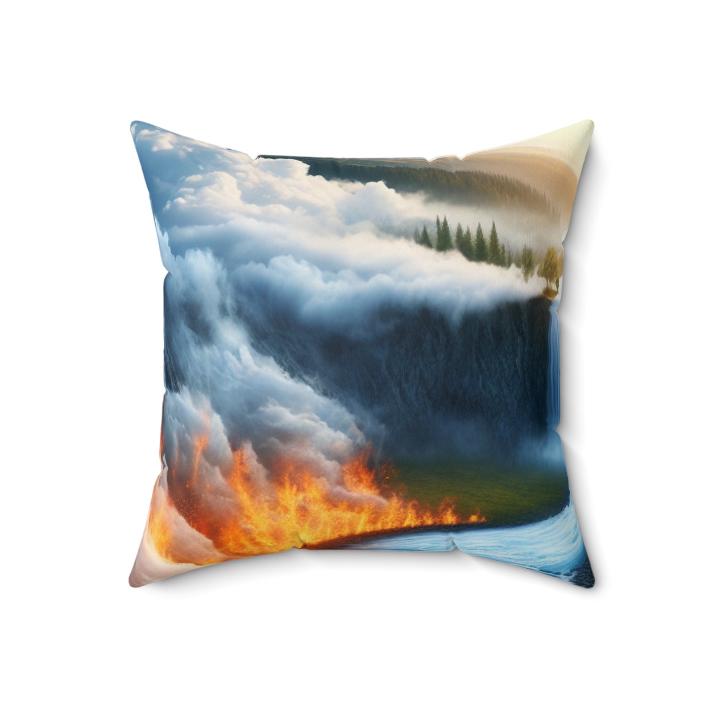 "Fusion of Elements: Harmony in Contrast"- The Alien Spun Polyester Square Pillow