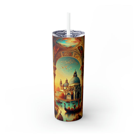 Venetian Dreams: A Fantastical Twist on the Famous Canals - The Alien Maars® Skinny Tumbler with Straw 20oz Venetian School