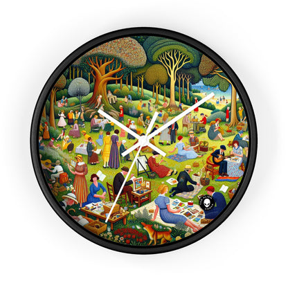 "Whimsical Village Delights" - The Alien Wall Clock Naïve Art