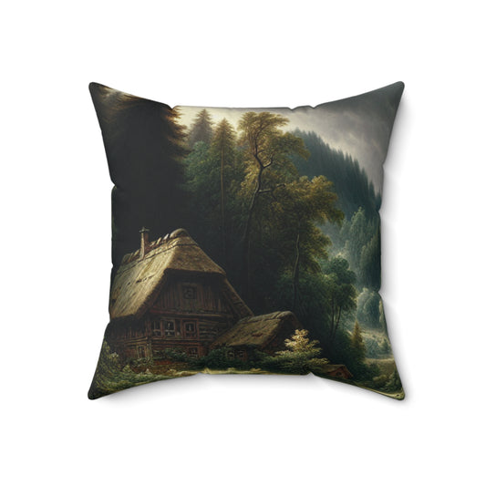"Enchanted Reverie: A Neoromantic Landscape"- The Alien Spun Polyester Square Pillow Neoromanticism